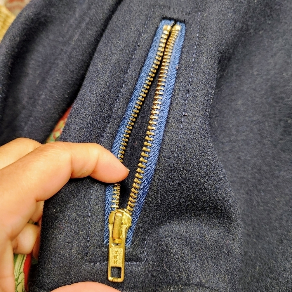 J.Crew Crewcuts Wool Blend Moto Jacket Navy Gold Hardware Sherpa Fur Collar 6-7 - Picture 12 of 16